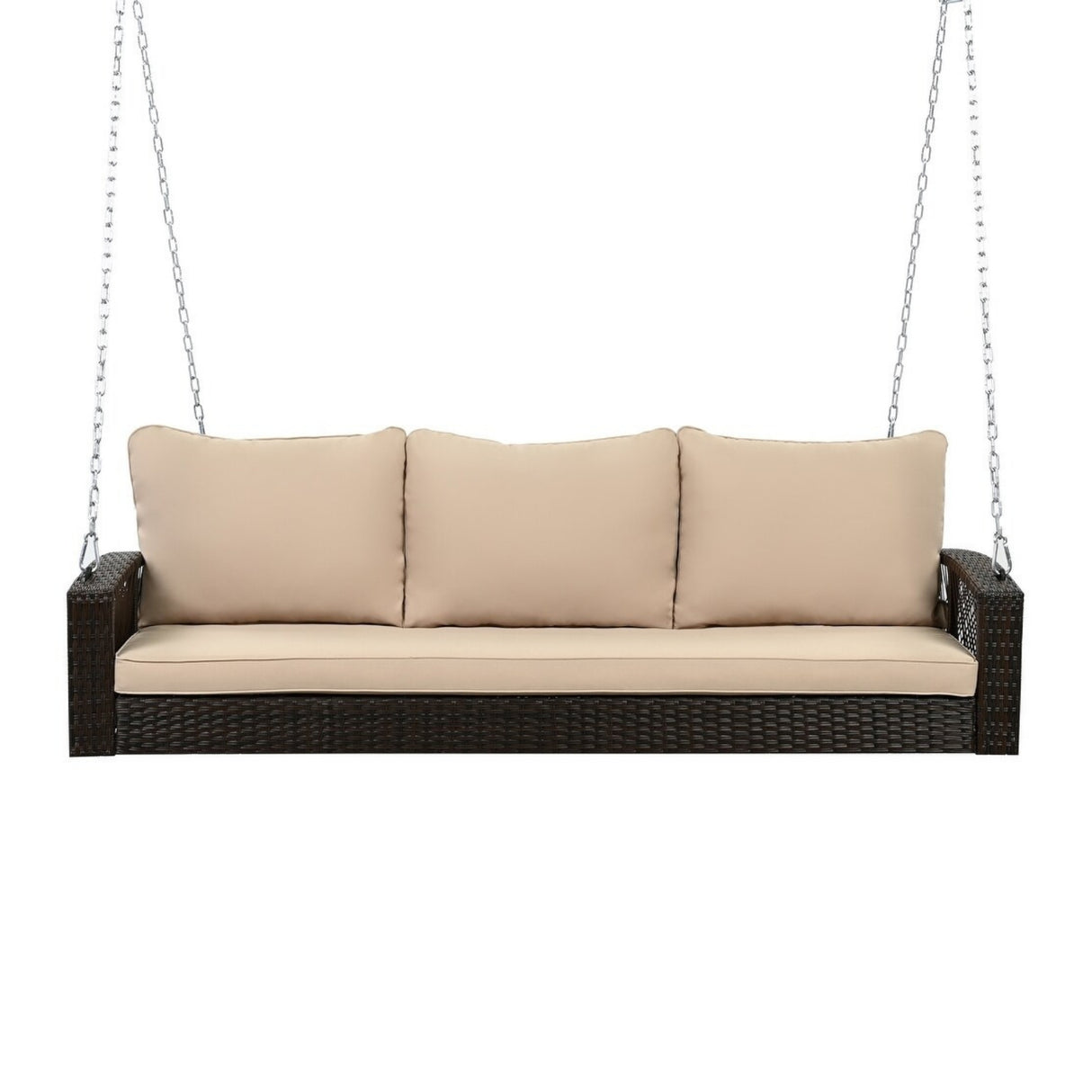 Outdoor Large HDPE Wicker 3-Person Porch Swing