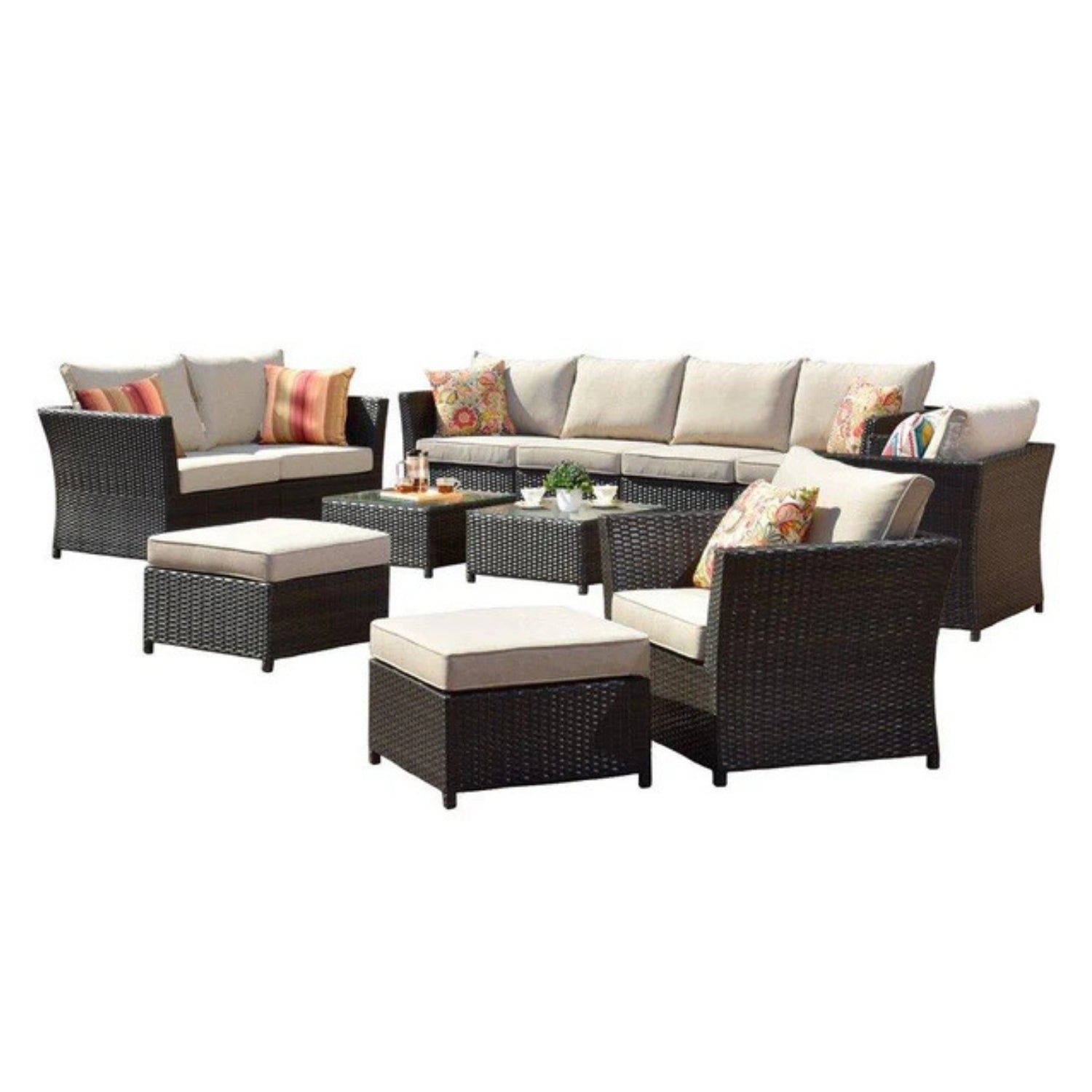 Outdoor Wicker 10 Seater Sectional Sofa Set