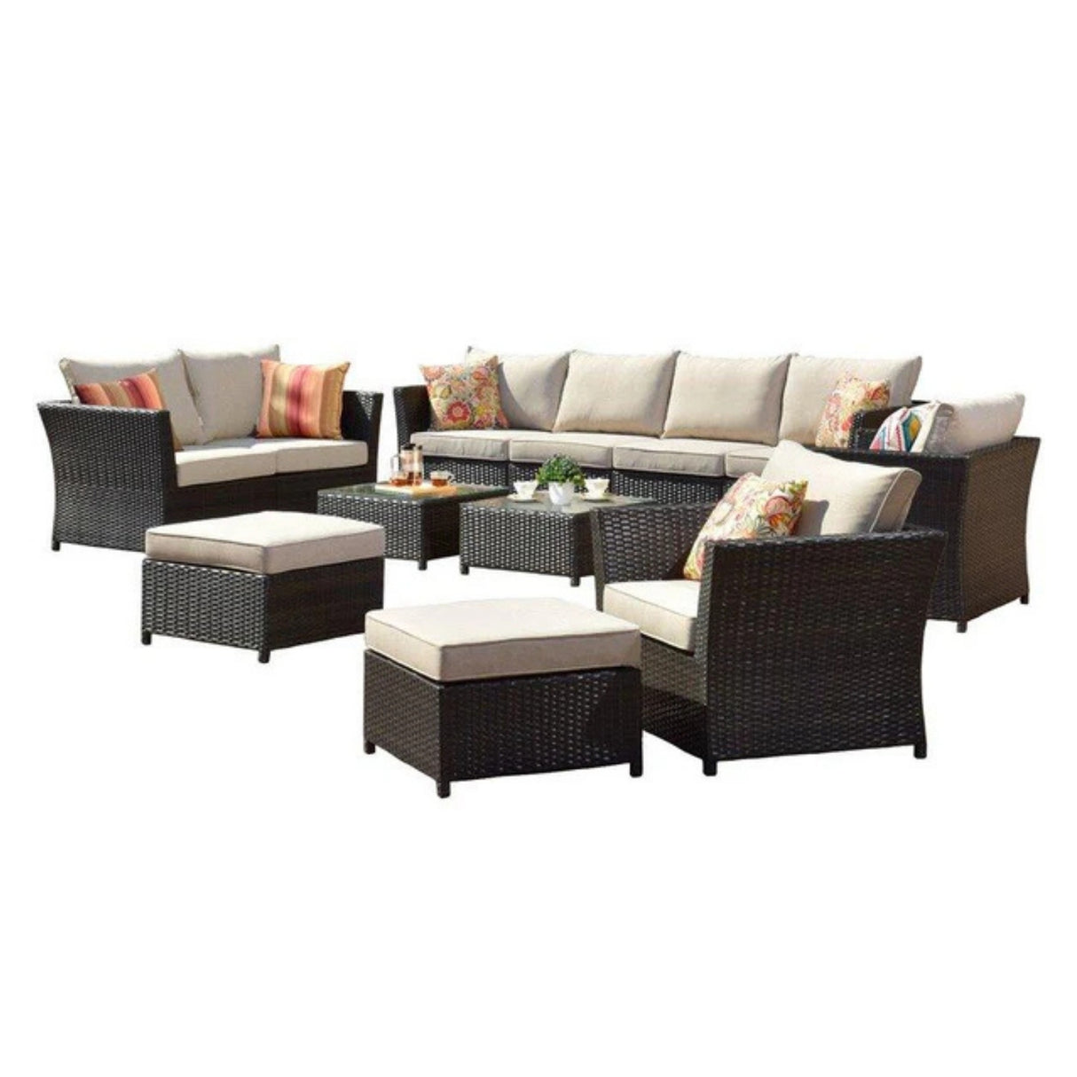 Outdoor Wicker 10 Seater Sectional Sofa Set