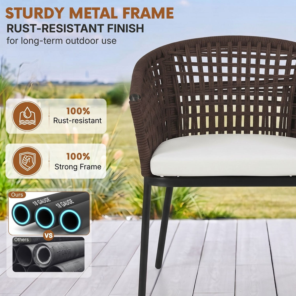 7-Piece Outdoor Patio Dining Set With Wooden Tabletop