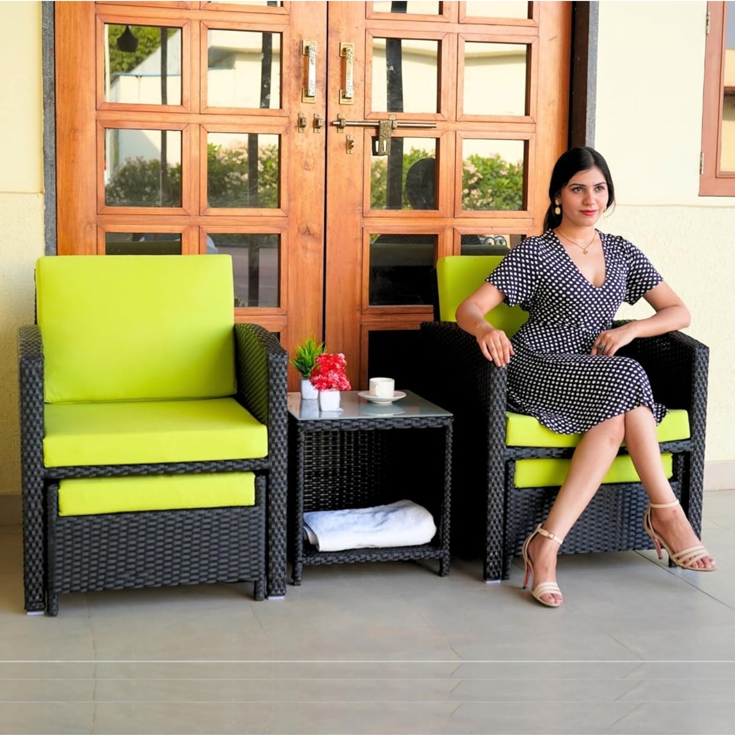 Outdoor 5 Piece Patio Wicker All Weather Sectional Furniture Set