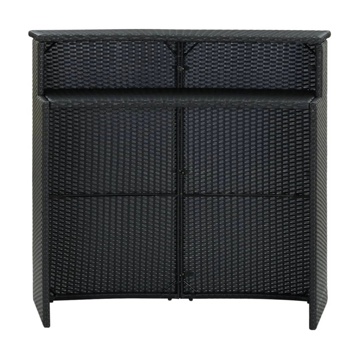 Outdoor Rattan Wicker Bar Table With a High-Top Design & Integrated Storage Shelf
