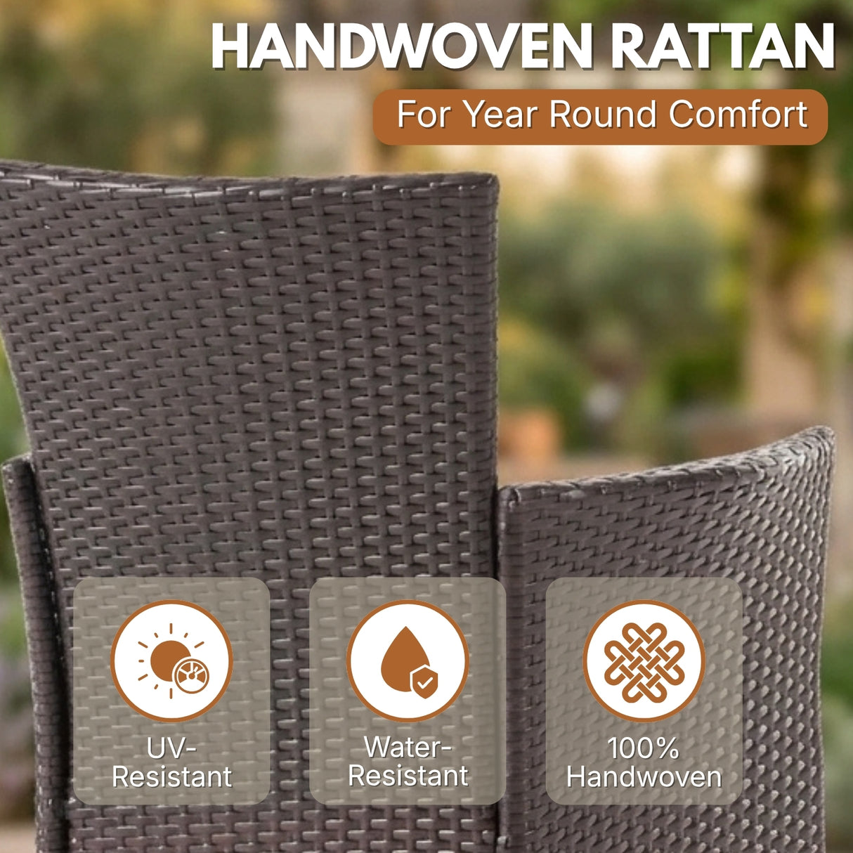 2-Piece Outdoor Rattan Wicker Patio Dining Chairs