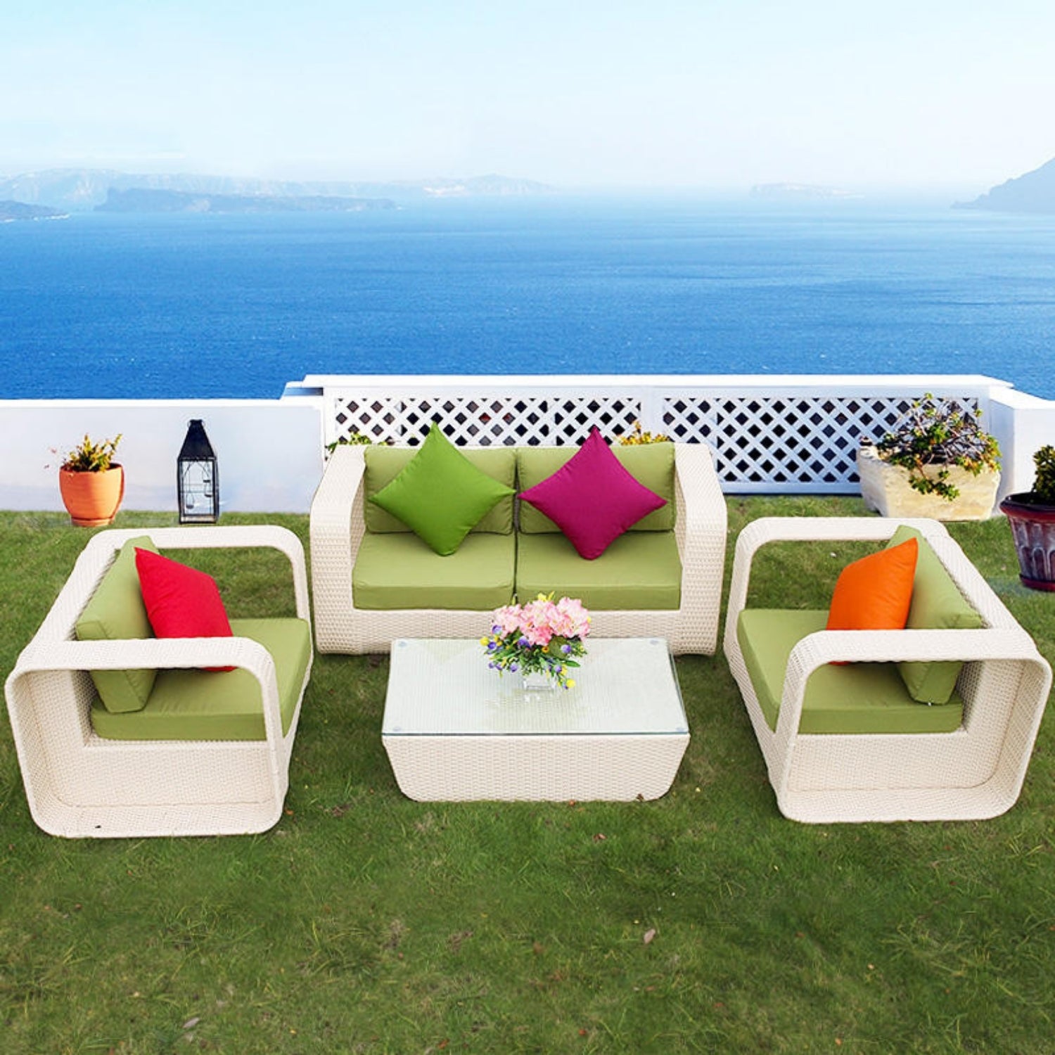 4-Piece Outdoor Rattan Wicker Patio Sofa Set