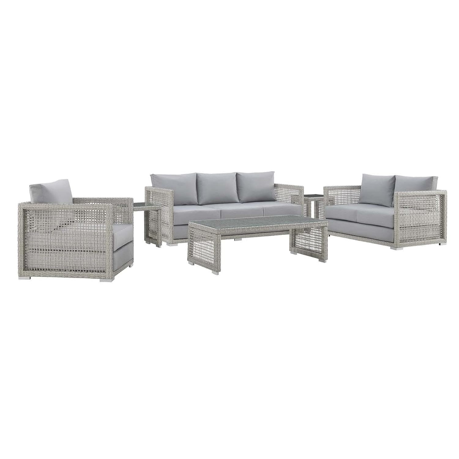 Outdoor Wicker Woven 6 Pieces Sectional Patio Furniture Set