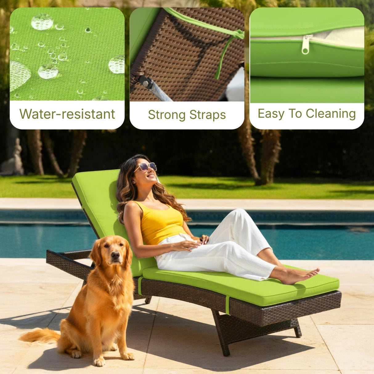 Outdoor Rattan Wicker Chaise Lounger For Poolside