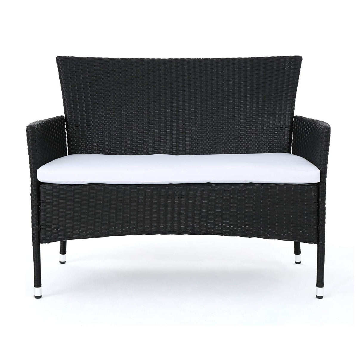 2-Piece Outdoor Rattan Wicker Loveseat Sofa