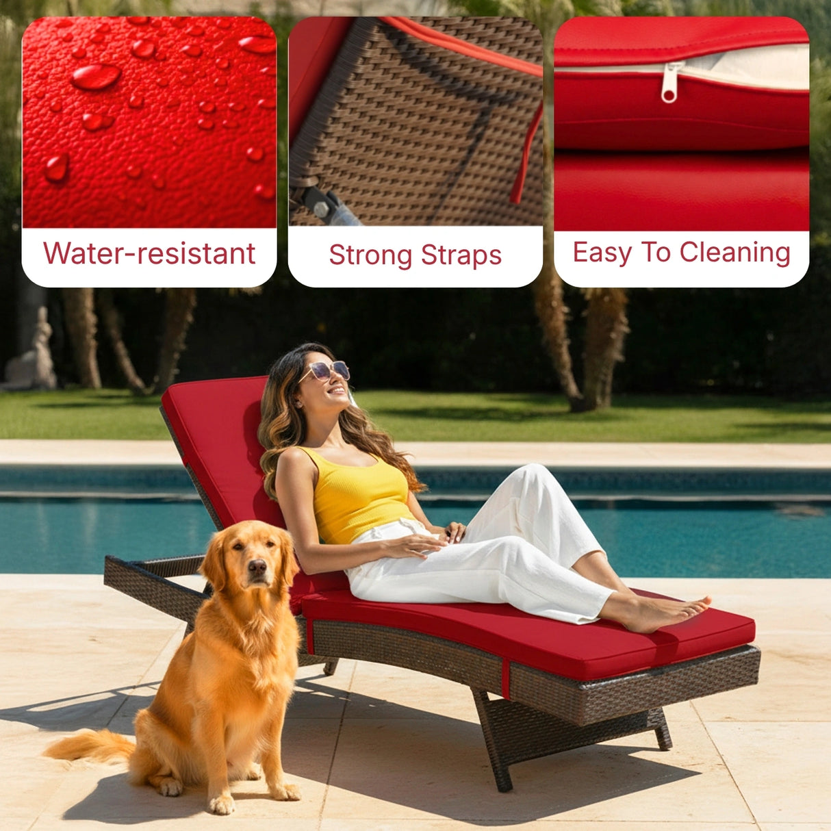 Outdoor Rattan Wicker Chaise Lounger For Poolside