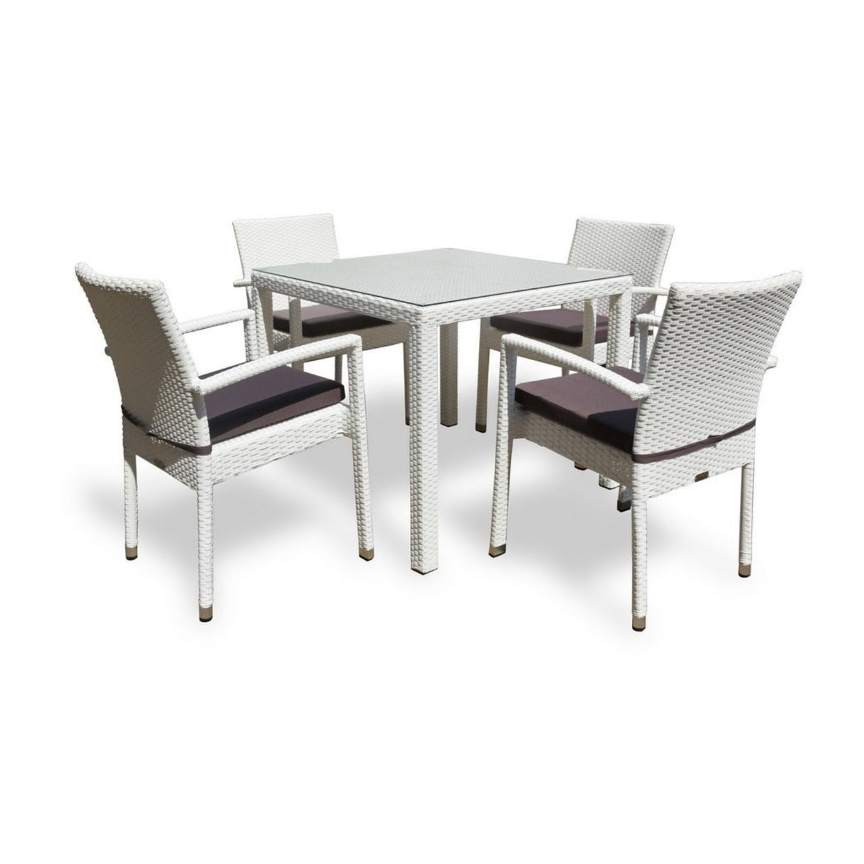 5-Piece Outdoor Patio Dining Set With Rattan Chairs & Glass-Top Table