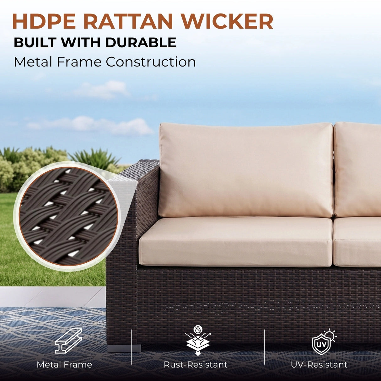Outdoor Wicker 7-Seater Sofa Set