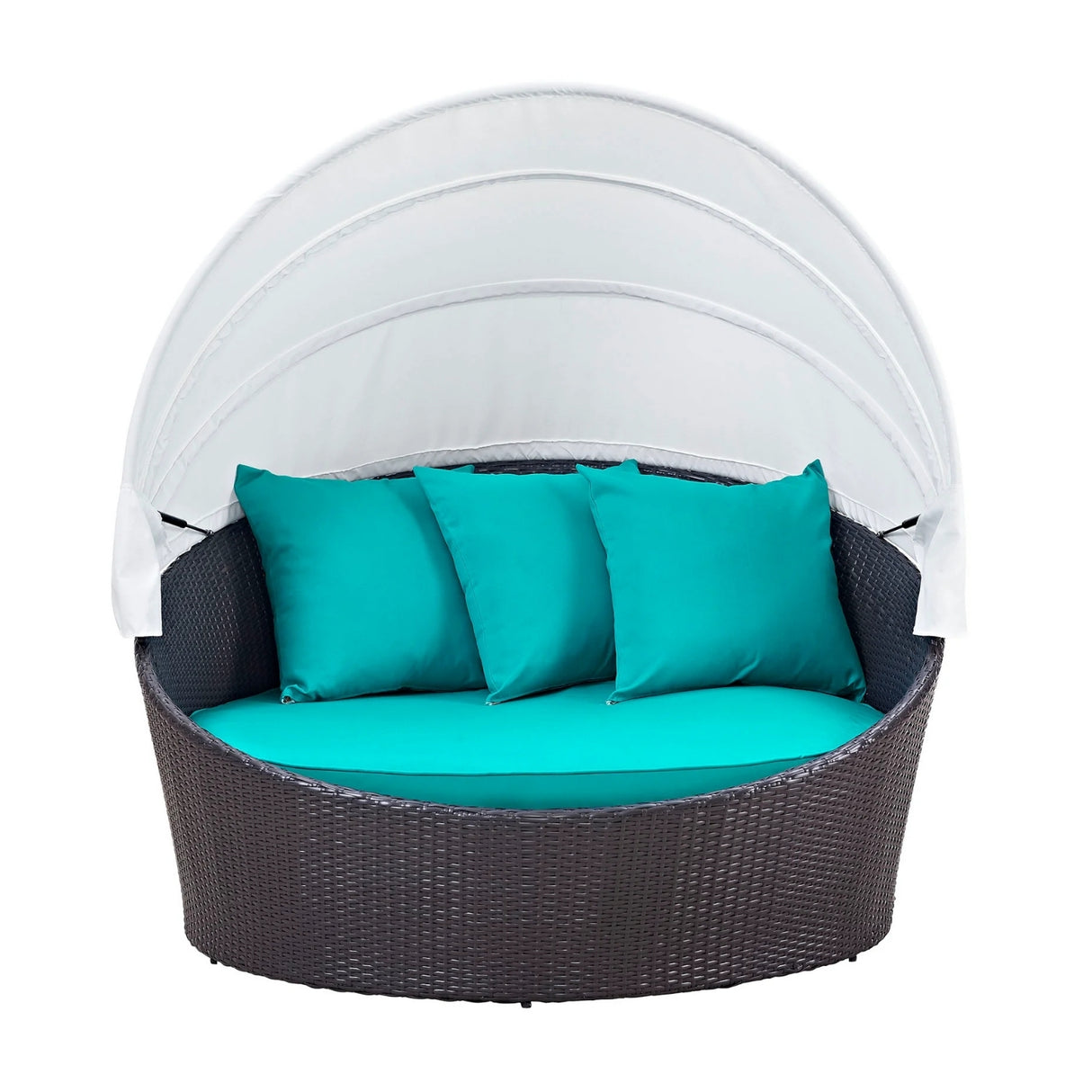 Outdoor Rattan Wicker Patio Daybed with Retractable Canopy