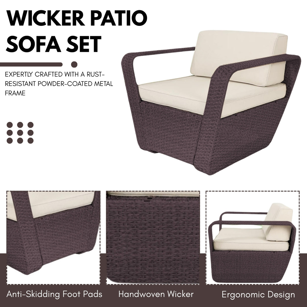 6 Piece Outdoor Wicker Conversation Furniture Set