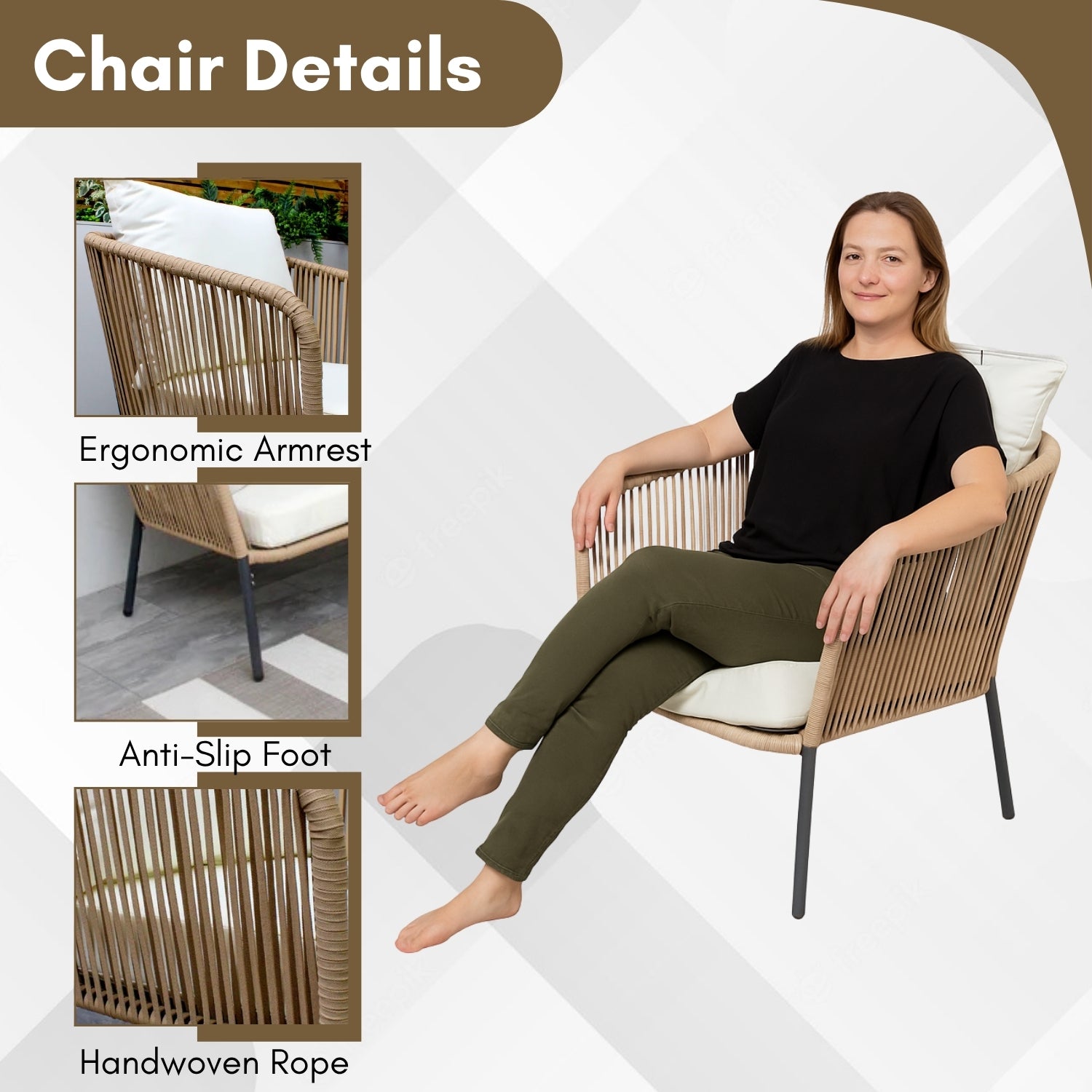 5-Seater Outdoor All-Weather Rope Sofa Set