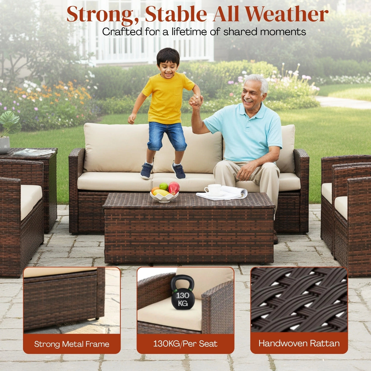 Outdoor 7-Seater Wicker Sectional Sofa Set