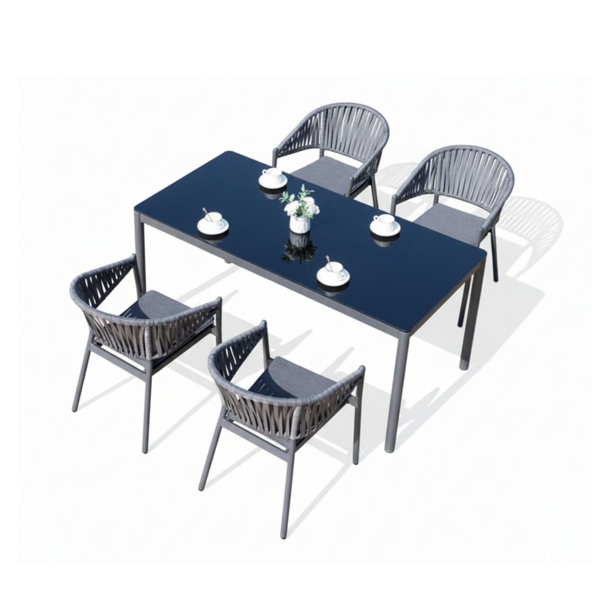 All Weather Resistant 5-Piece Outdoor Dining Set (Grey)