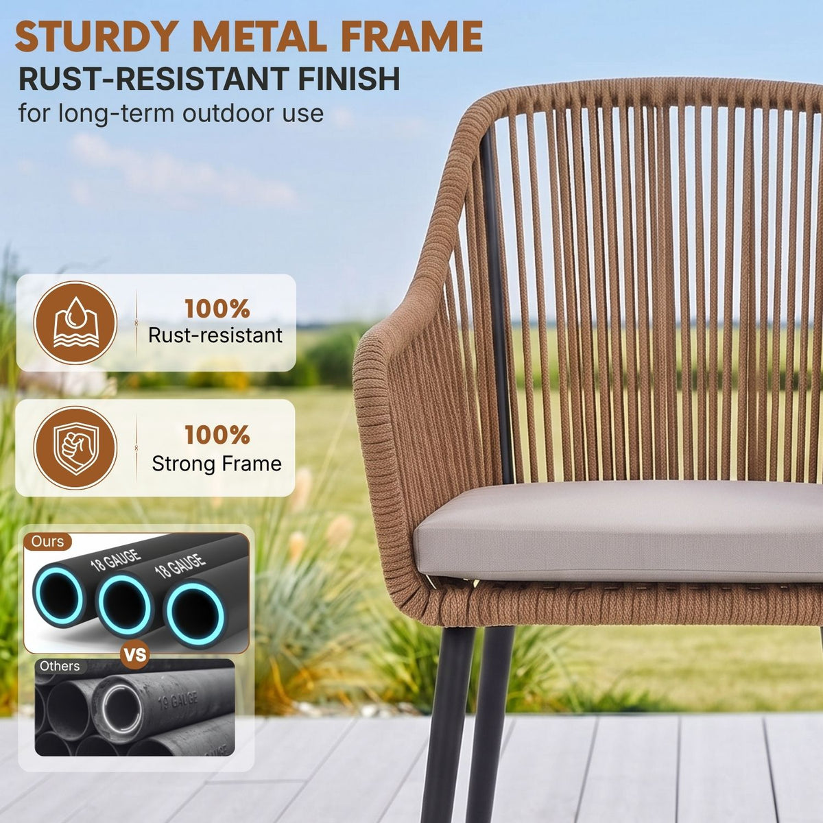 5-Piece Outdoor Rope Patio Dining Set