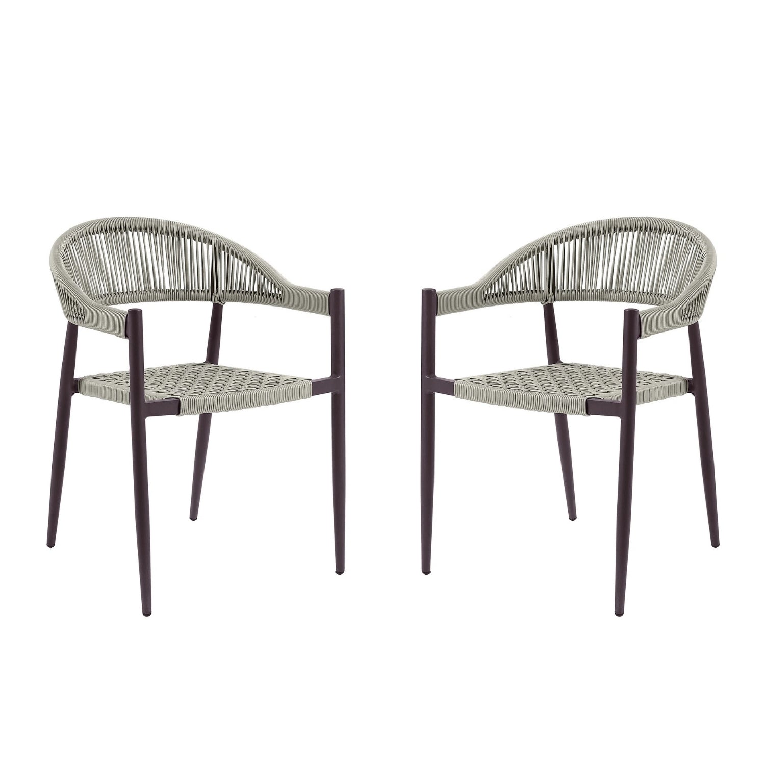 2-Piece Outdoor Rope Patio Dining Chairs