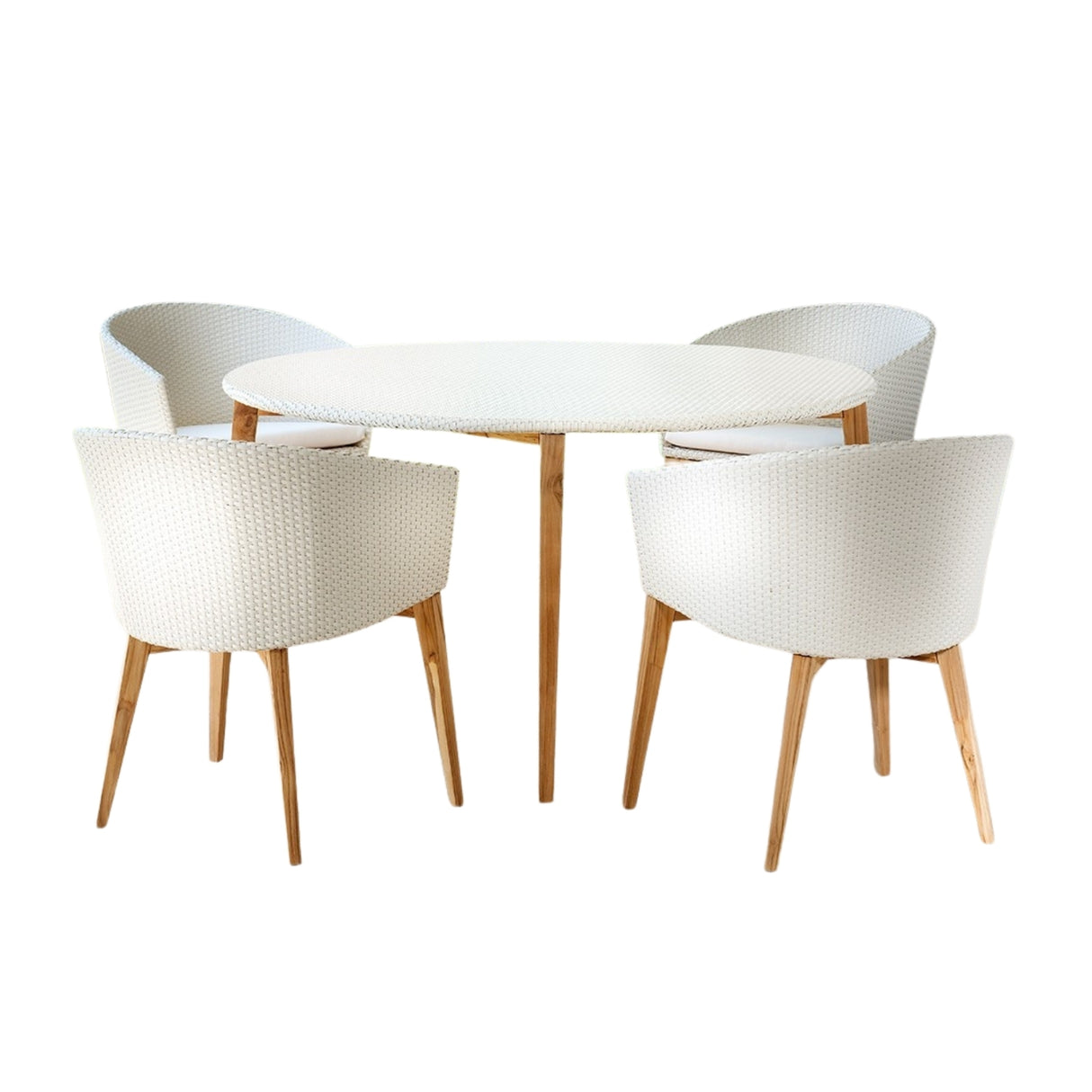 Outdoor All-Weather Resistant Rattan Wicker 5-Piece Dining Set (White)