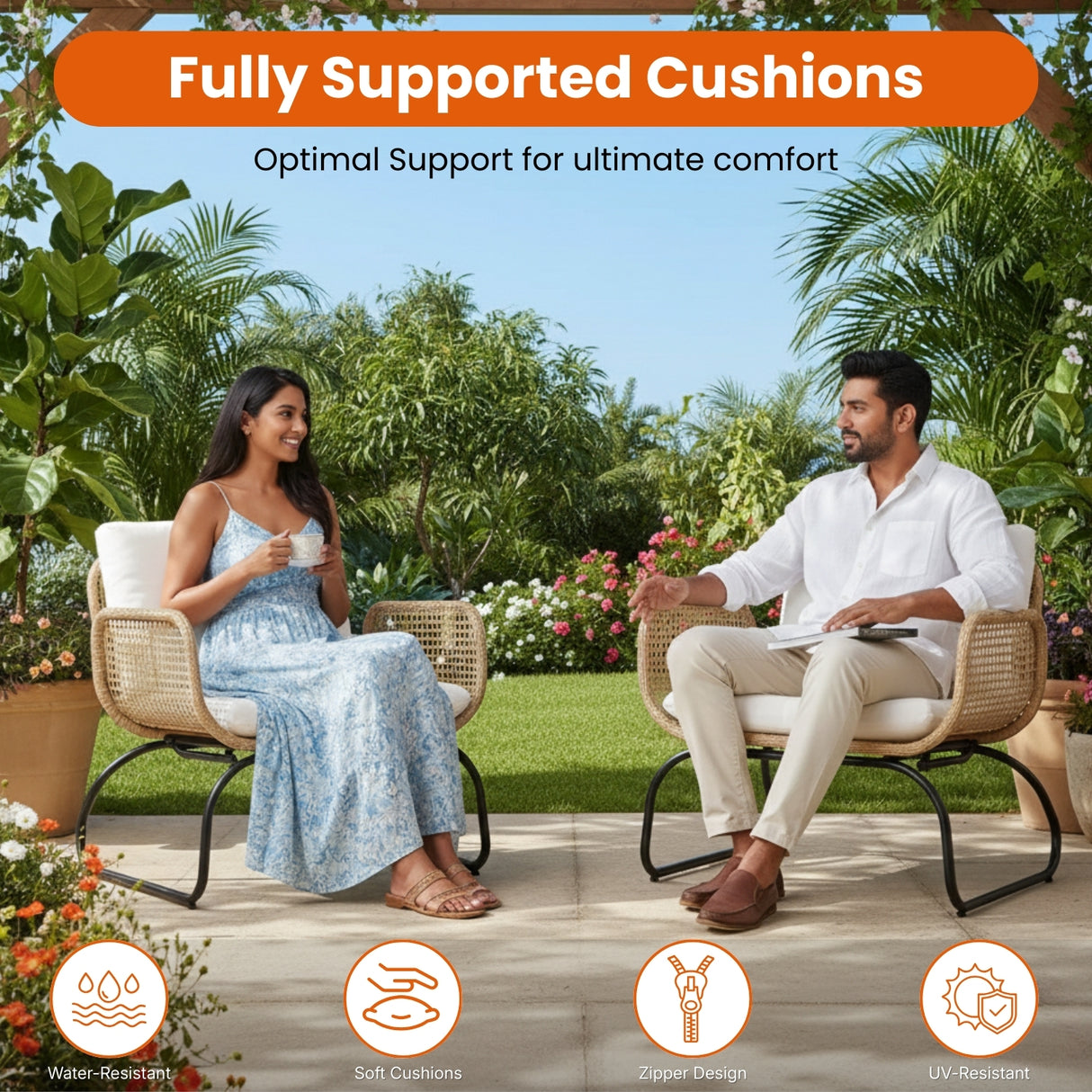 Outdoor Wicker 4-Piece Patio Set With Footrest