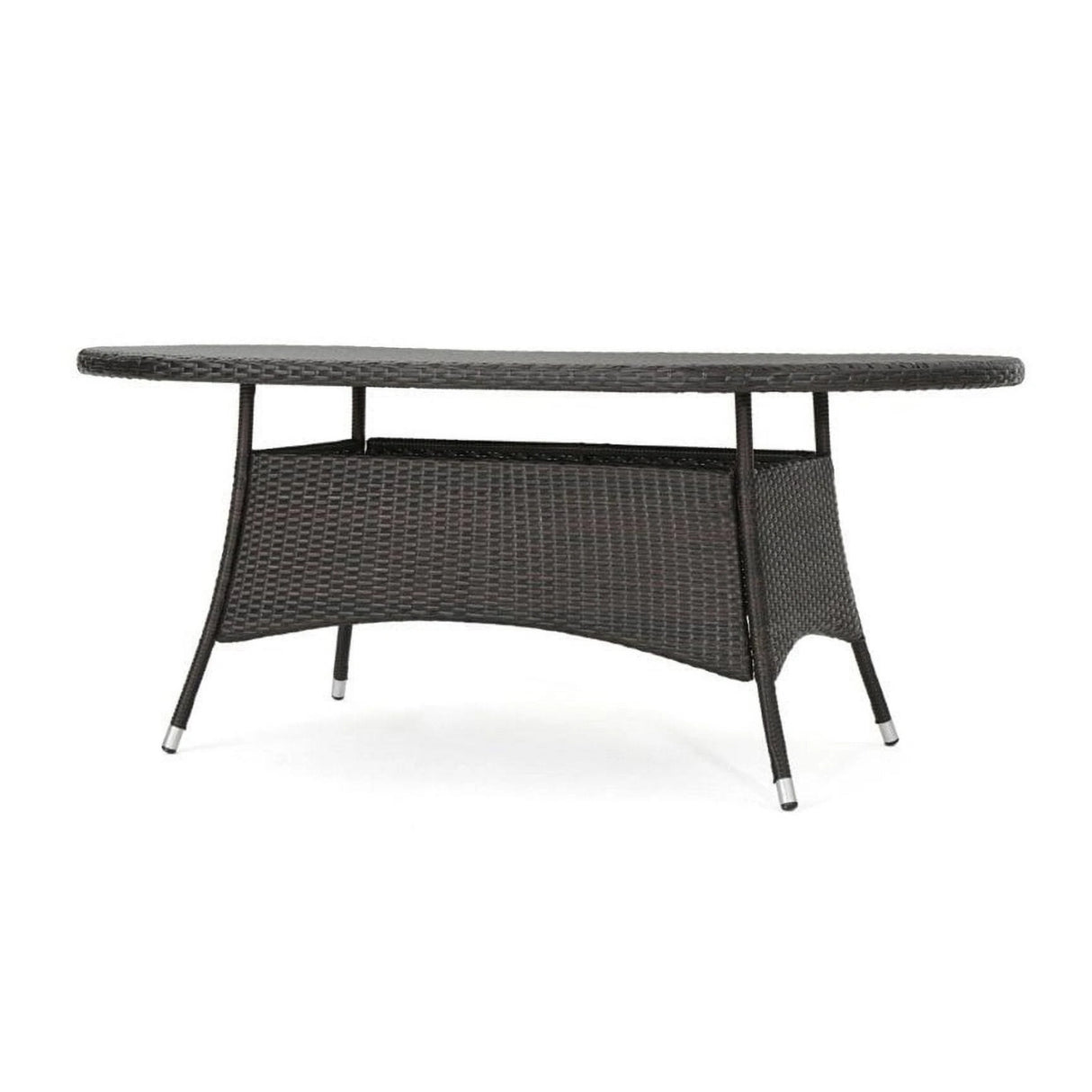 Outdoor All-Weather Rattan Wicker Round Coffee Table (Dark Brown)