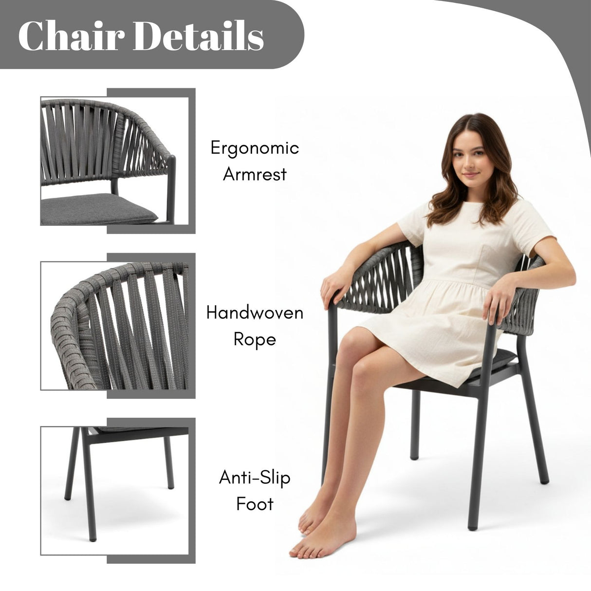 All Weather Resistant 5-Piece Outdoor Dining Set (Grey)