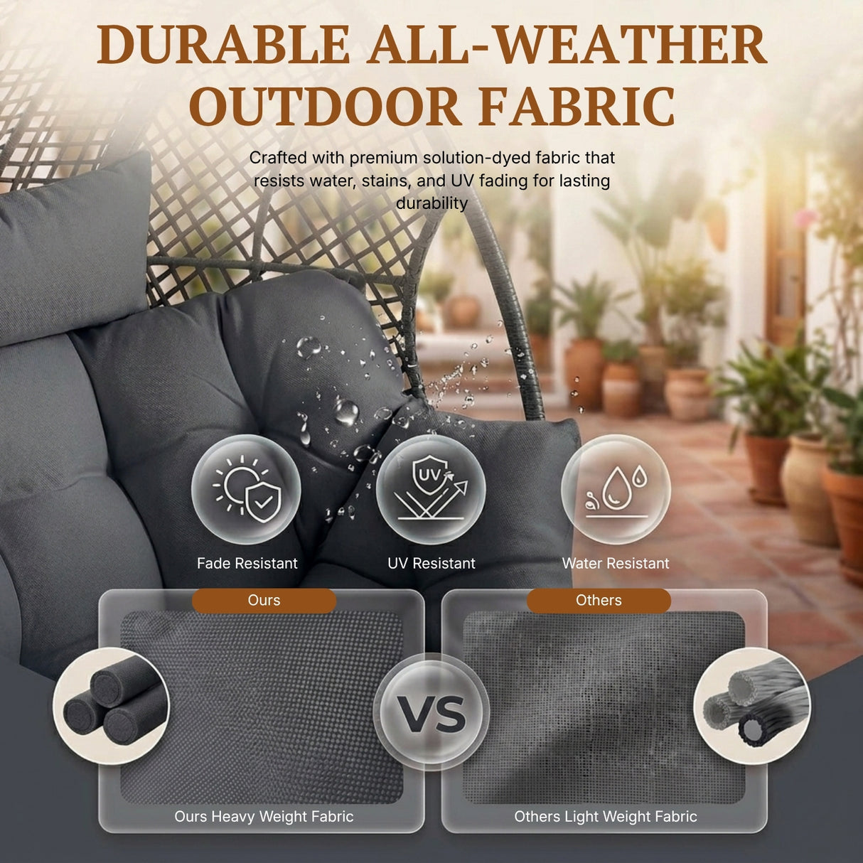 4-Piece Outdoor Wicker Egg Chair Set with Ottomans (Black & Dark Grey)