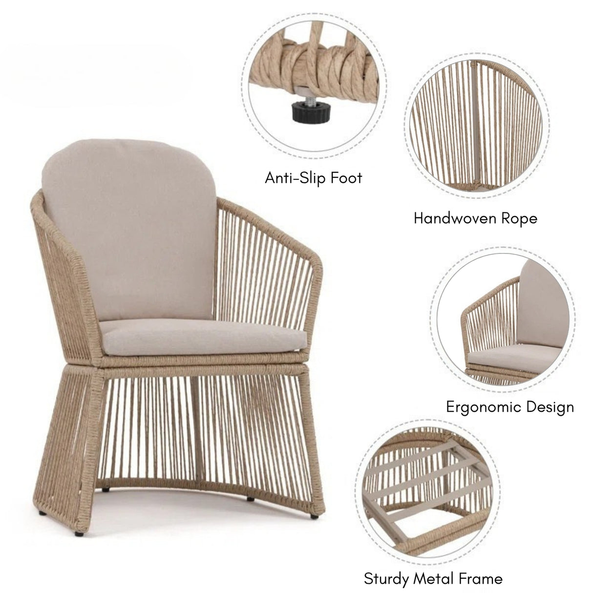 2-Piece Outdoor Rope Patio Chairs