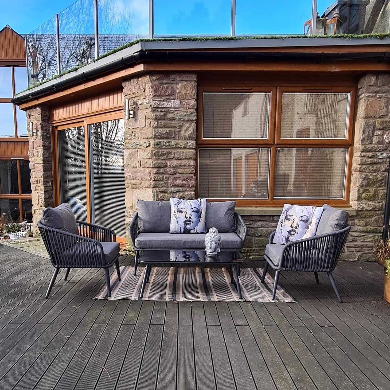 4 Piece Outdoor All-Weather Rope Sofa Set