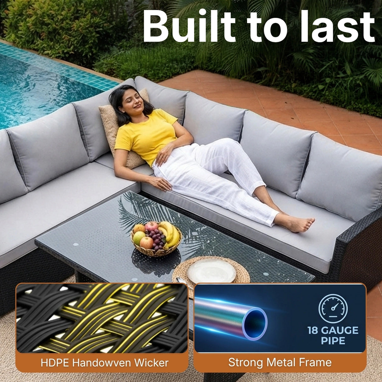 6-Piece All-Weather Wicker Patio Furniture Set (Black/Grey)