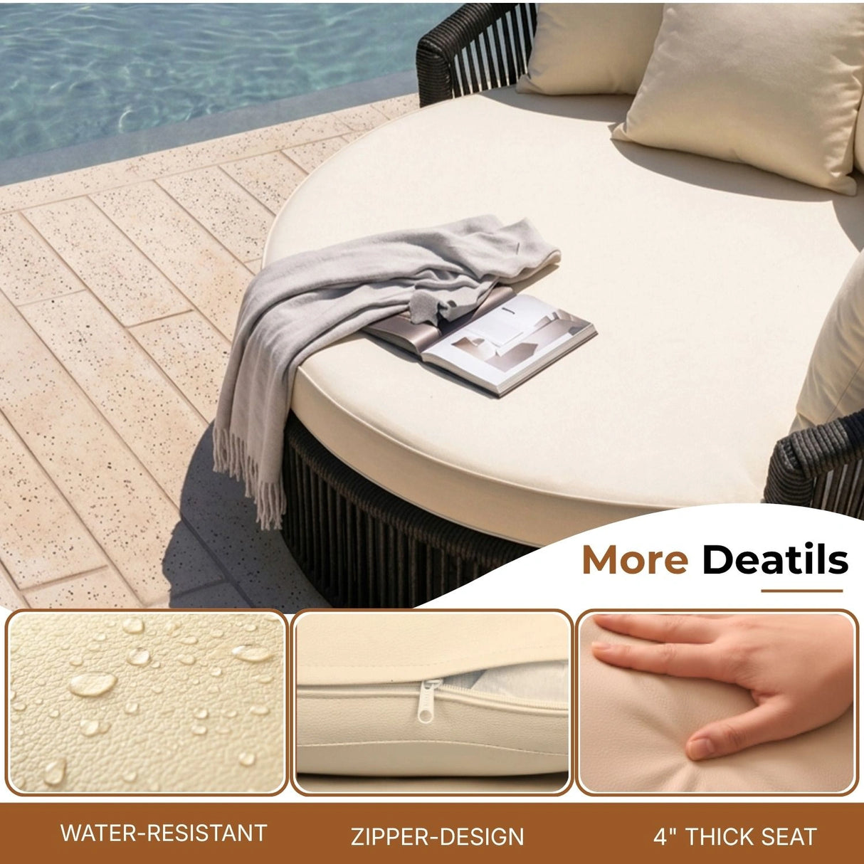 Outdoor Round Rope Daybed Sofa – Unique Design for Poolside