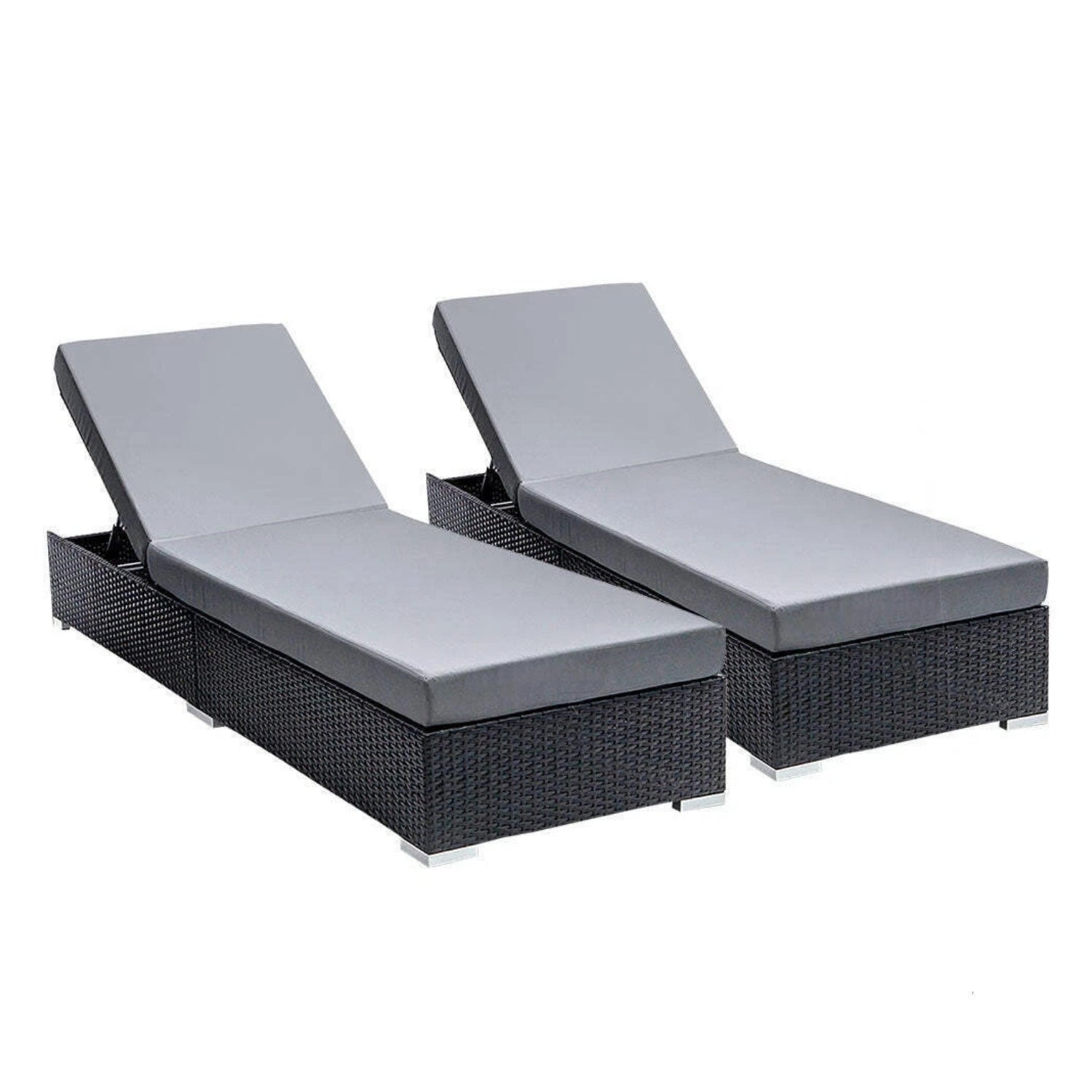 Outdoor 2-Piece Chaise Lounge Chair with Adjustable Settings and Cushions