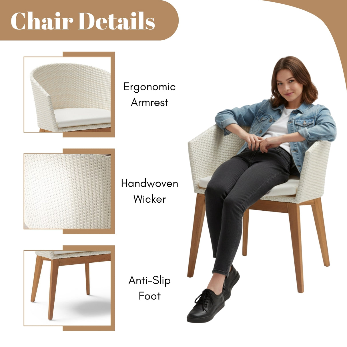 Outdoor All-Weather Resistant Rattan Wicker 5-Piece Dining Set (White)