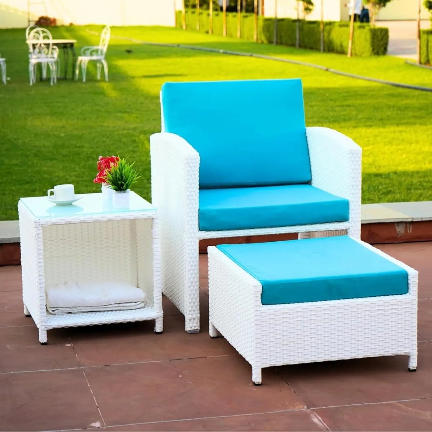Outdoor 5 Piece Patio Wicker All Weather Sectional Furniture Set