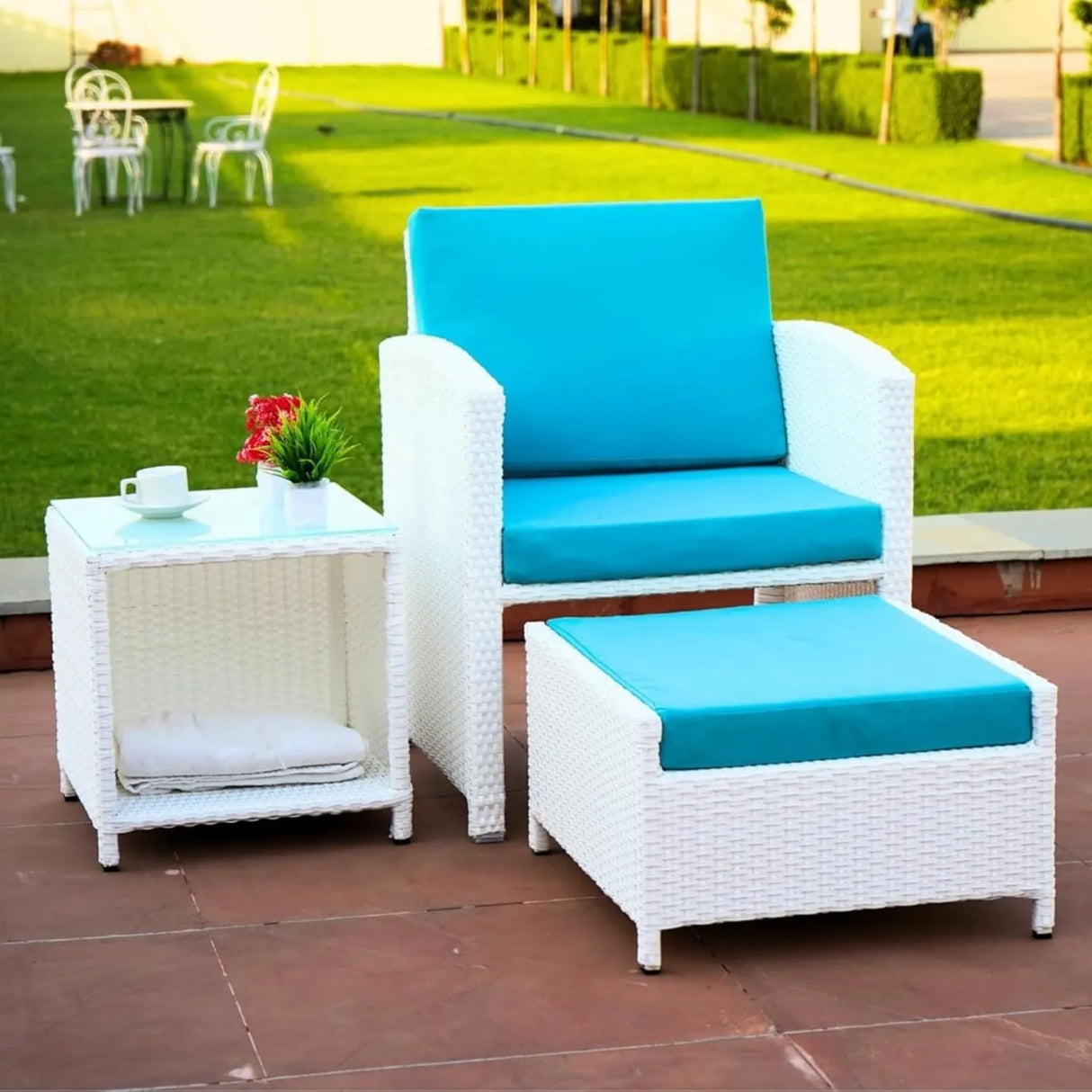 Outdoor 5 Piece Patio Wicker All Weather Sectional Furniture Set