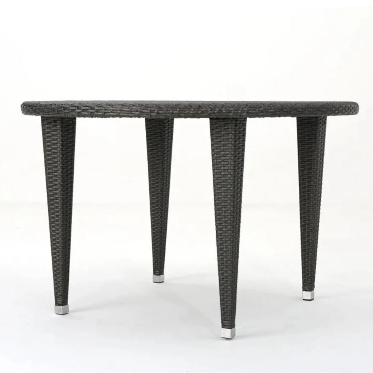 Outdoor Wicker Round Patio Dining Table (Dark Brown)