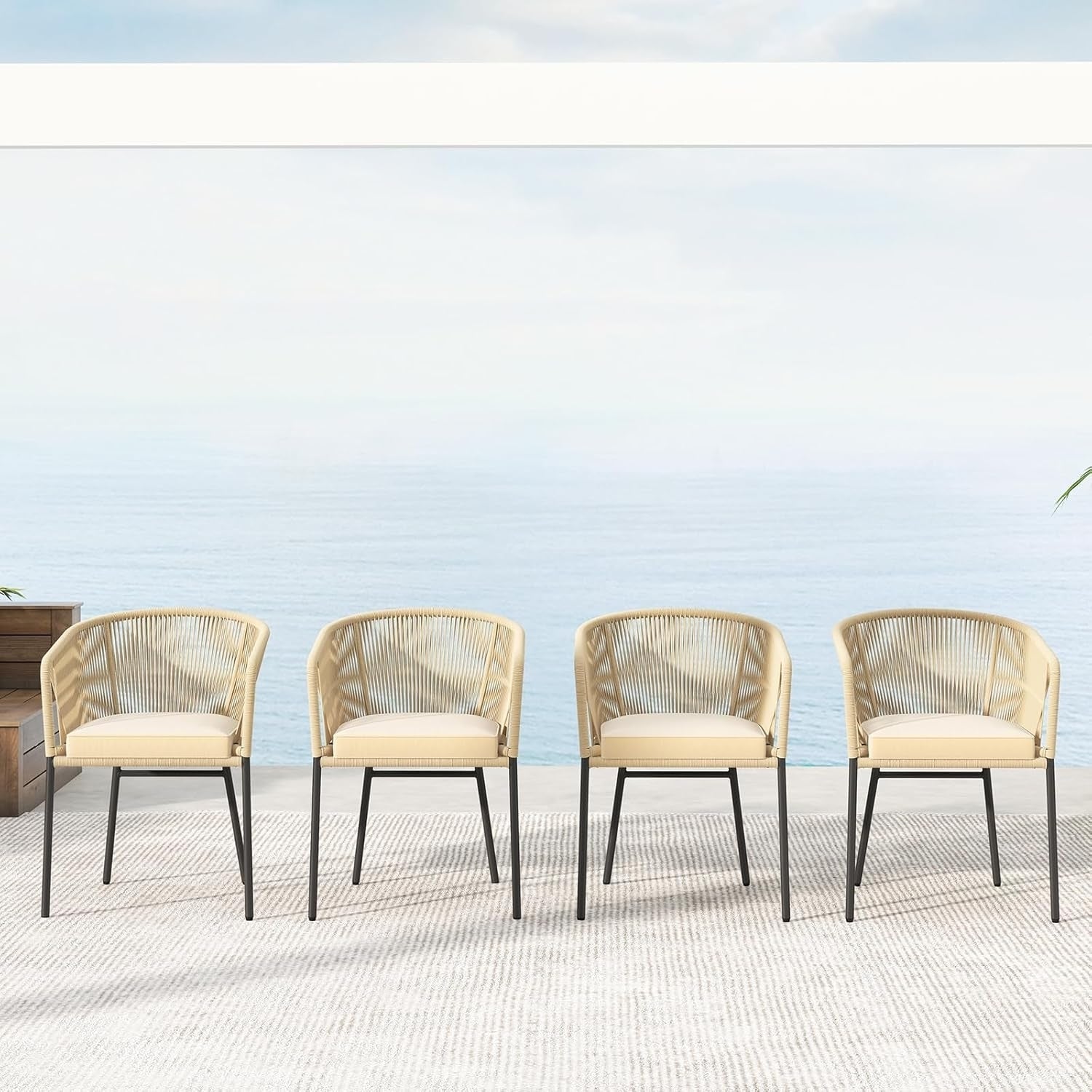 4-Piece Outdoor Rope Patio Dining Chairs