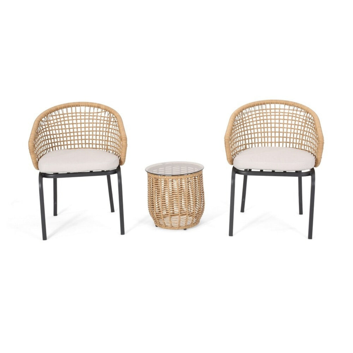 3 Piece Garden Outdoor Rope Patio Set