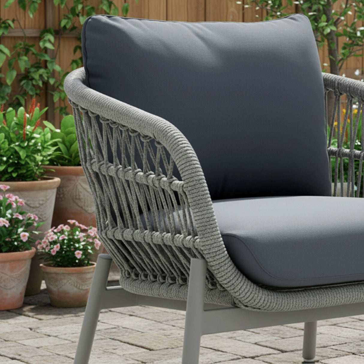 Outdoor 4 Seater Rope Conversation Sofa Set