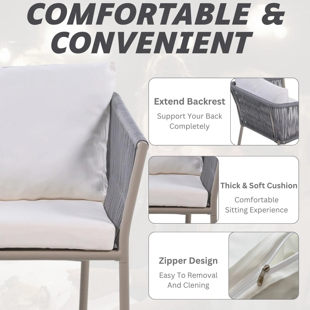 3-Piece Rope Patio Set - Perfect for Outdoor