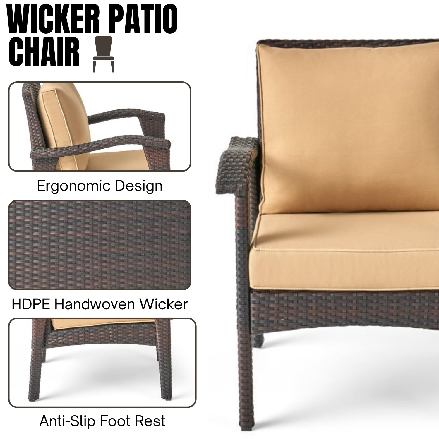 Dark Brown 8 Seater Outdoor Wicker Conversation Set
