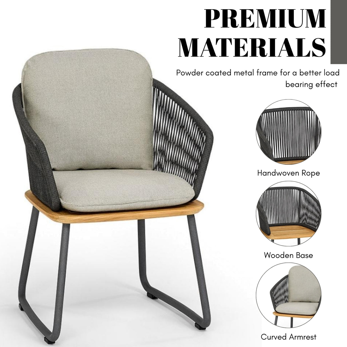 5-Piece Outdoor Patio Dining Set With Wooden Tabletop