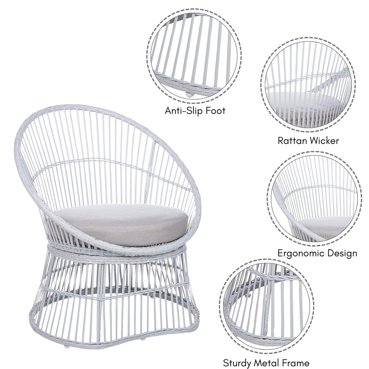 Outdoor Rope Patio Set with Glass Top Table