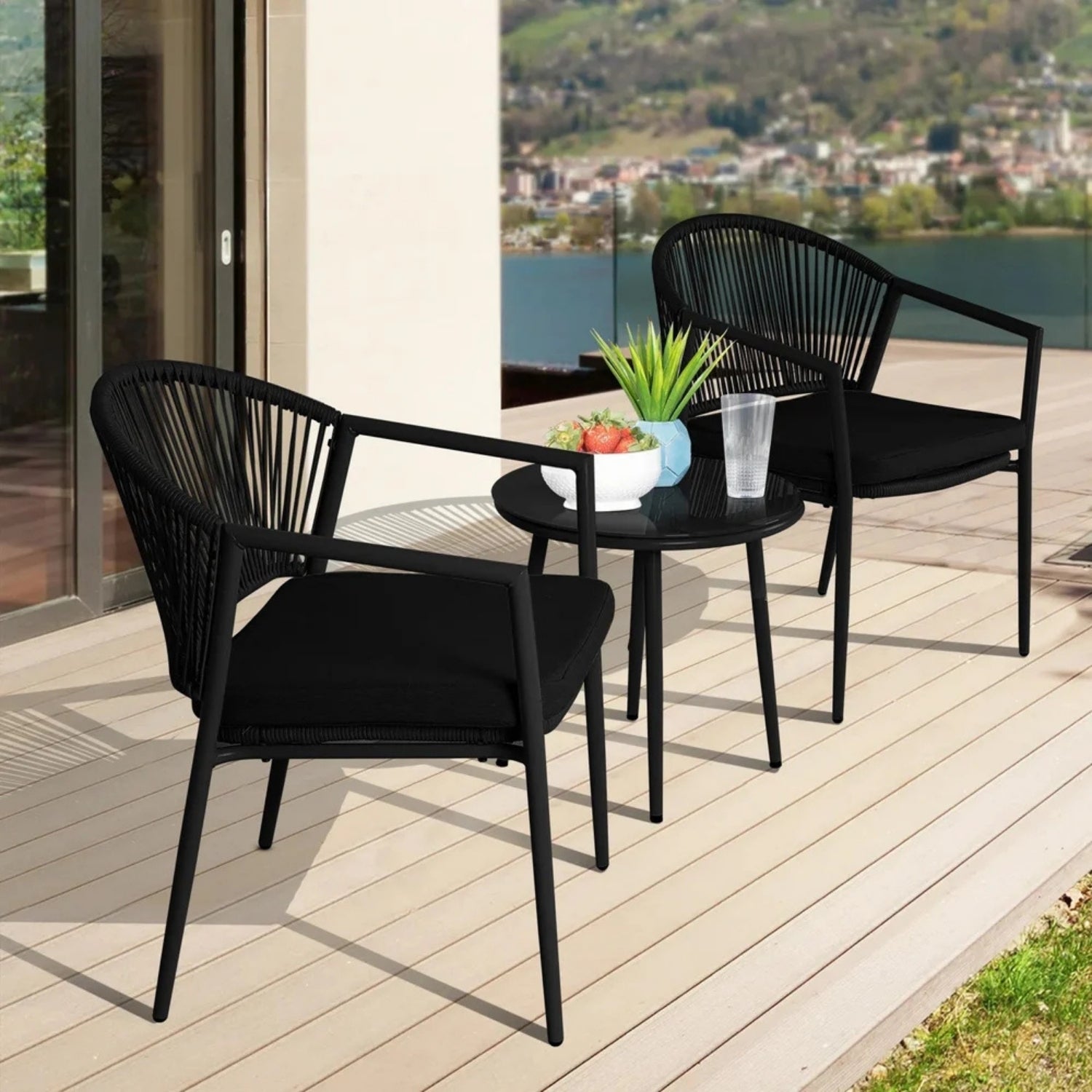 3 Piece Garden Outdoor Rope Patio Set