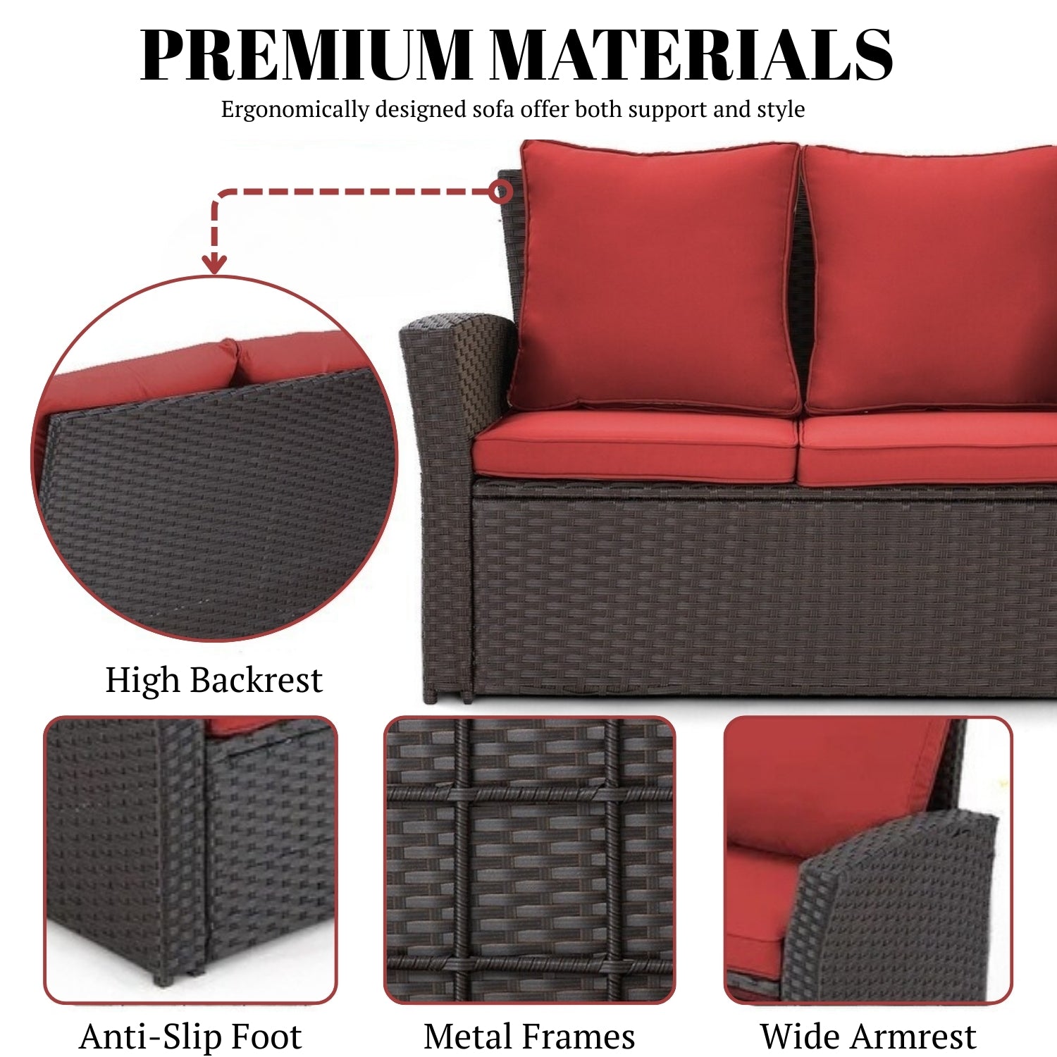 Outdoor All-Weather Wicker 6-Piece Sofa Set