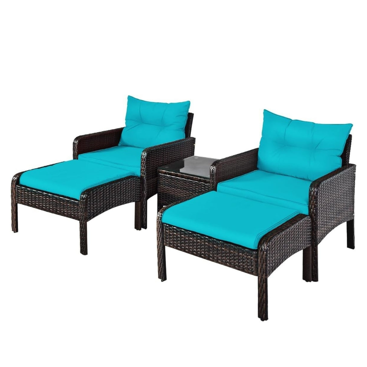 Outdoor Wicker 5-Piece Patio Sofa Set