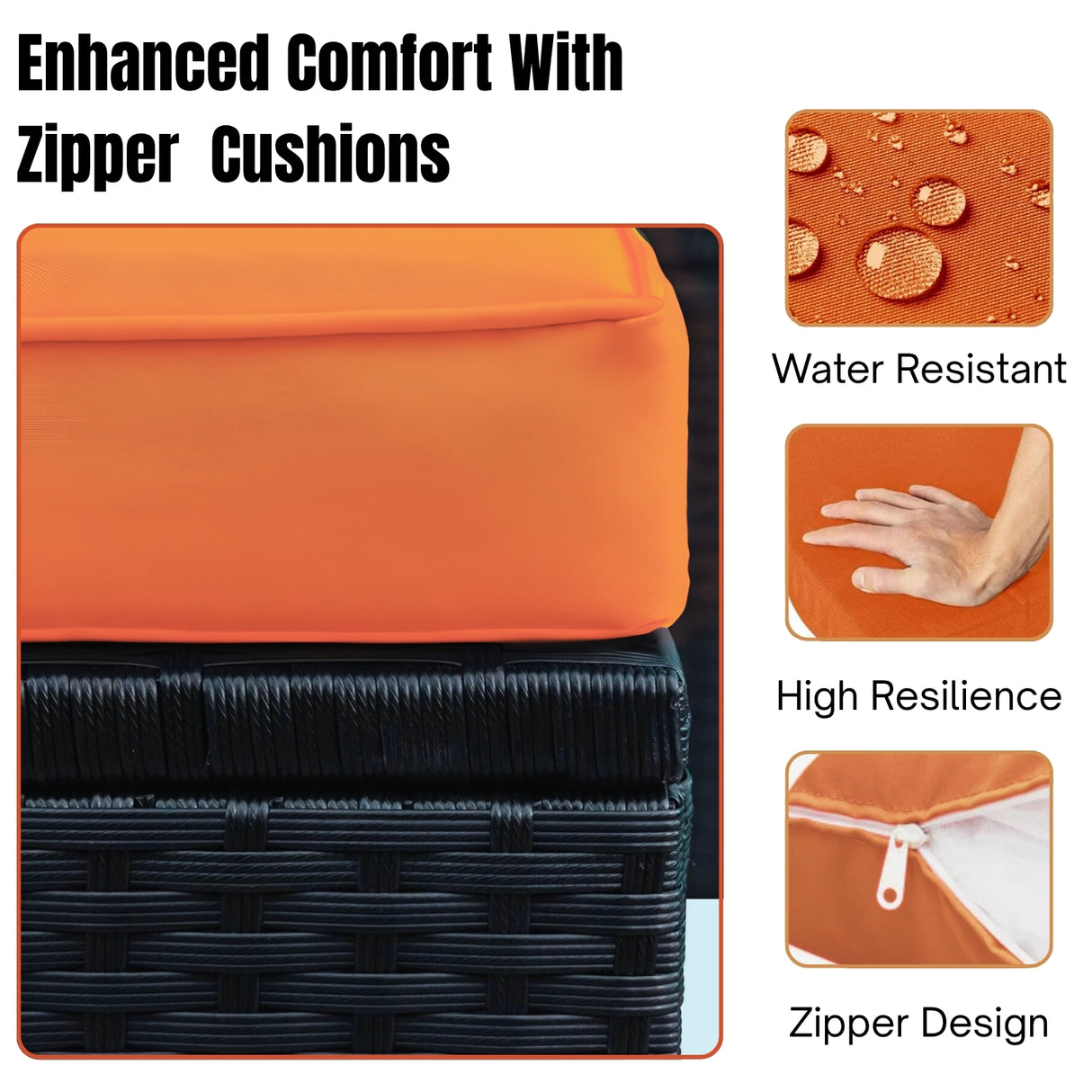 Outdoor Garden Conversation Sofa Set (Black/Orange)