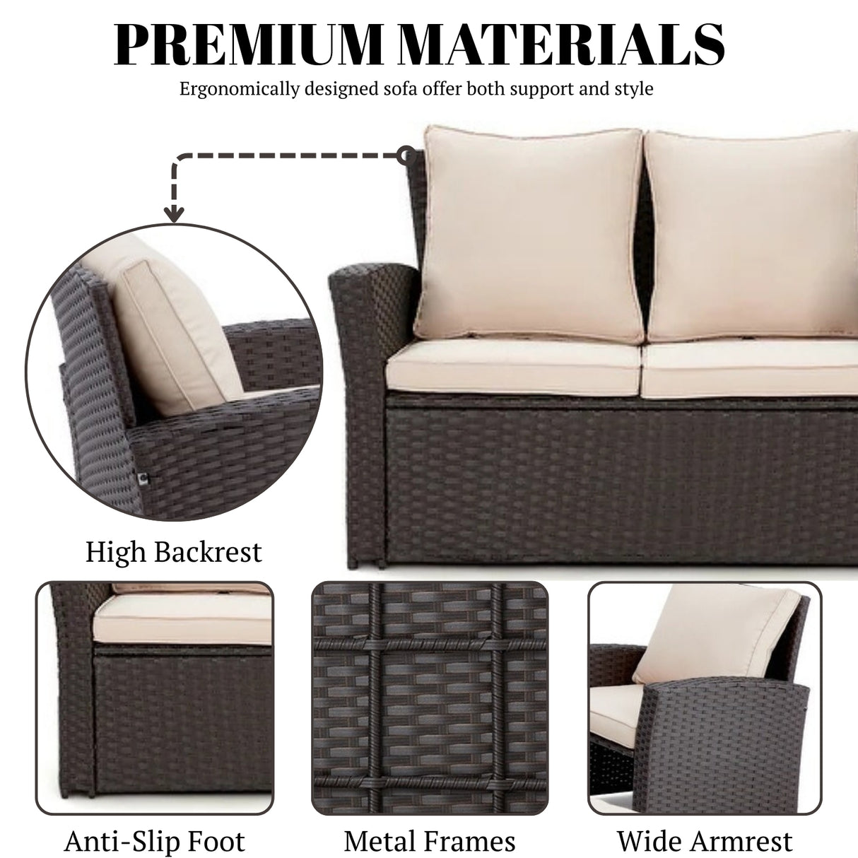 Outdoor All-Weather Wicker 6-Piece Sofa Set