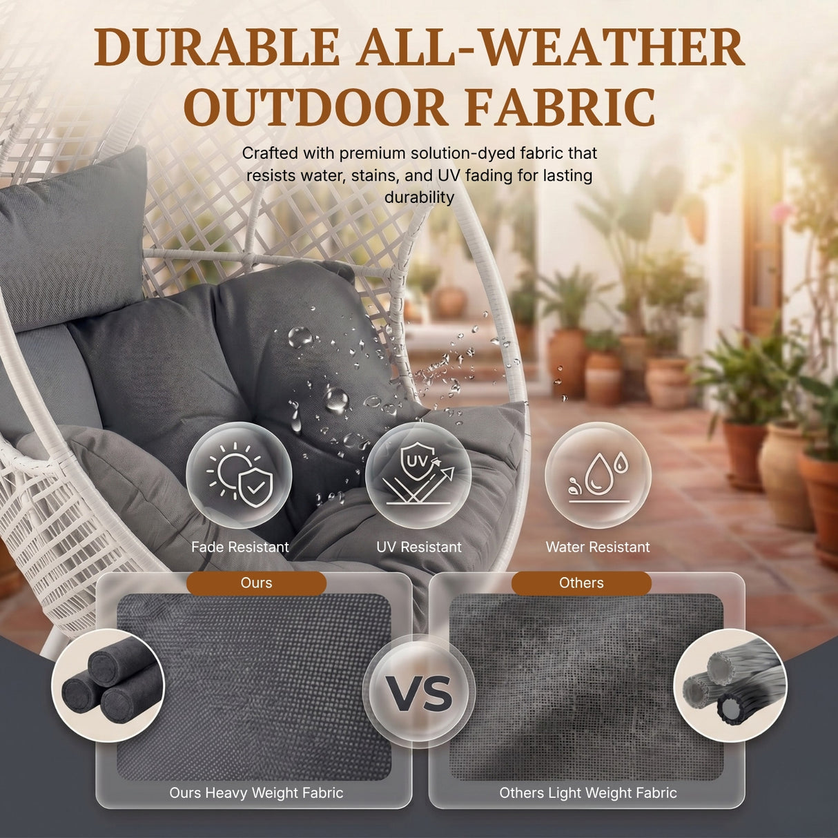 4-Piece Outdoor Wicker Egg Chair Set with Ottomans (White & Grey)