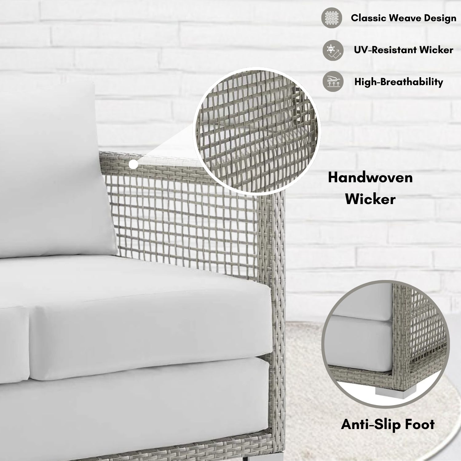 Outdoor Wicker Woven 6 Pieces Sectional Patio Furniture Set