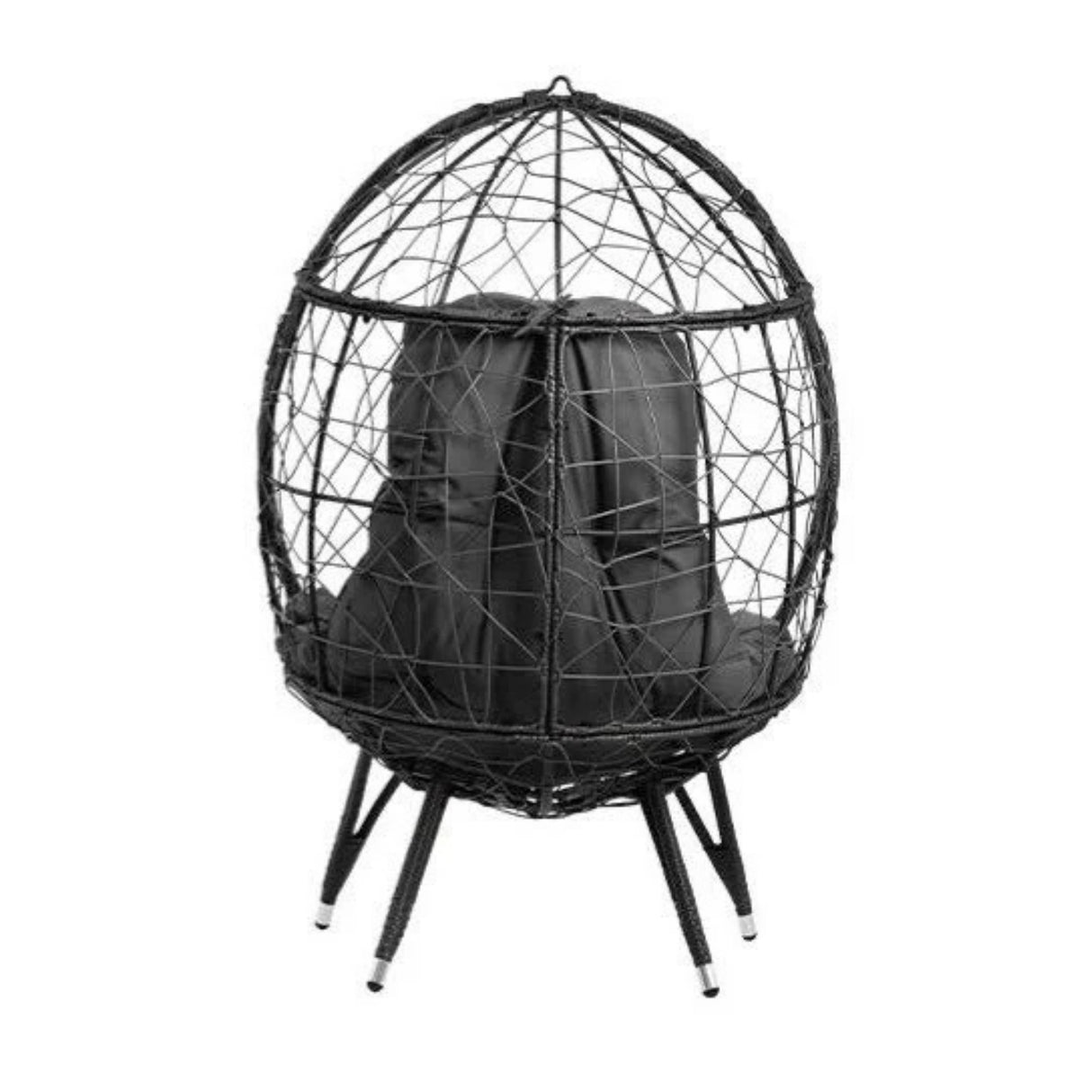 Outdoor All-Weather Wicker Egg Chair (Black)